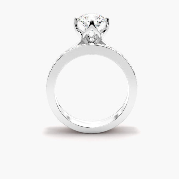 Round Cut Solitaire Moissanite Bridal Ring Set