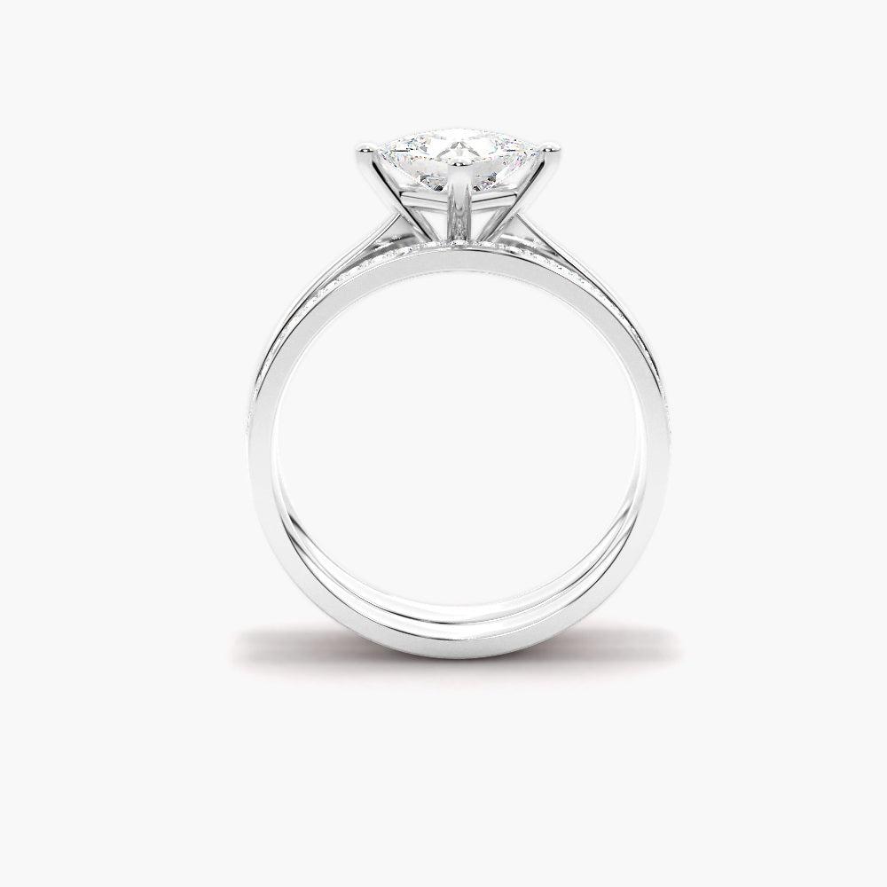 Princess Cut Moissanite Solitaire Ring Set For Anniversary Gift