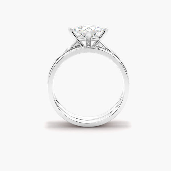 Princess Cut Moissanite Solitaire Ring Set For Anniversary Gift