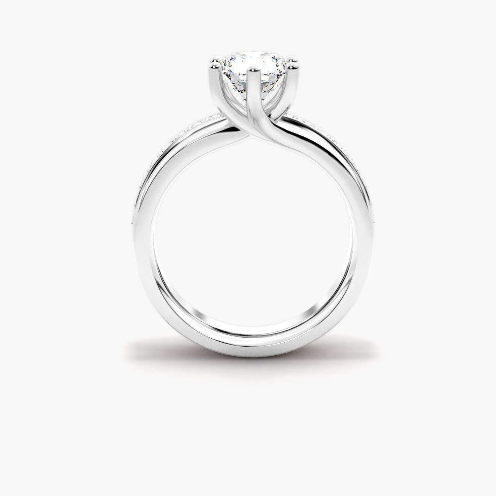 Coorless Moissanite Round Cut Solitaire Ring Set For Wedding