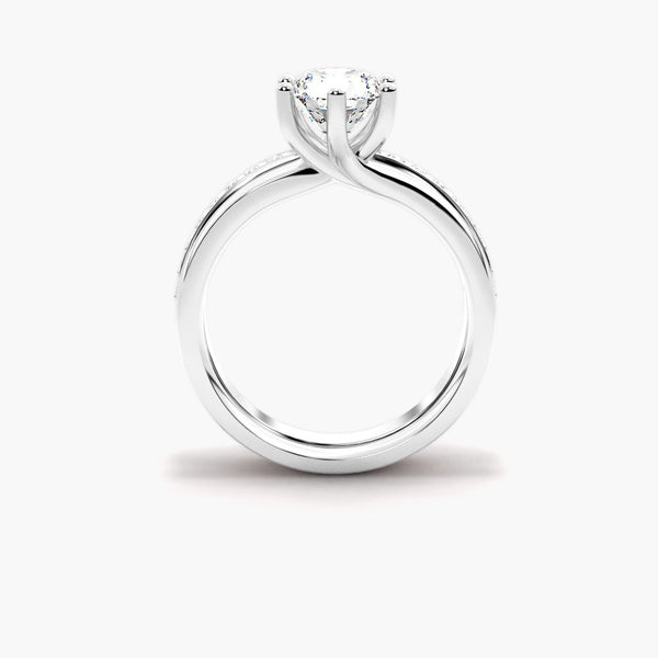 Coorless Moissanite Round Cut Solitaire Ring Set For Wedding