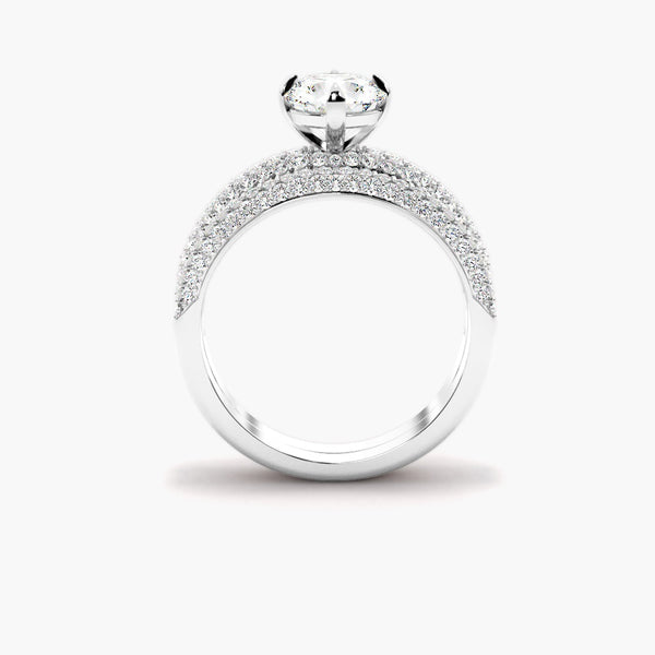 Round Cut VVS1 Moissanite Pave Set Bridal Ring Set
