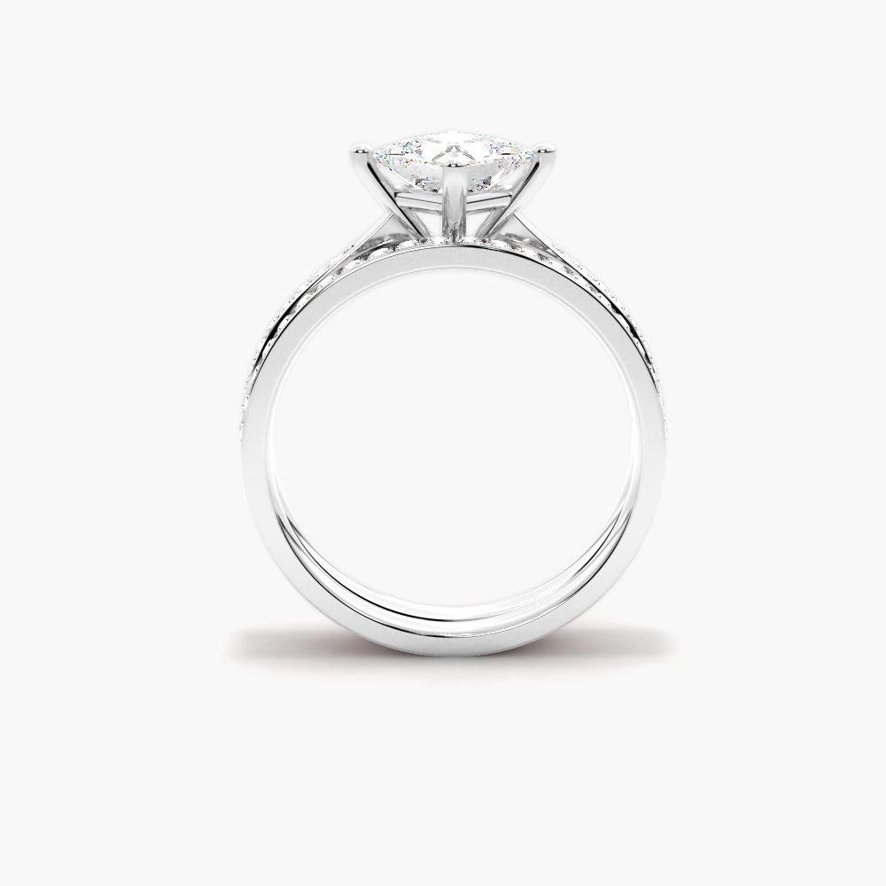 Princess Cut Moissanite Pave Set Wedding Ring Set
