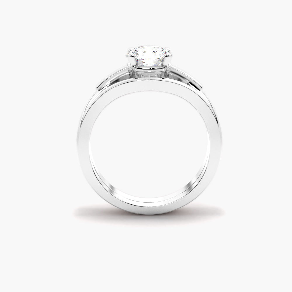 Colorless Moissanite Round Cut Solitaire Wedding Ring Set