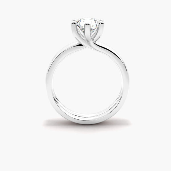 Moissanite Round Cut Solitaire Ring Set For Wedding