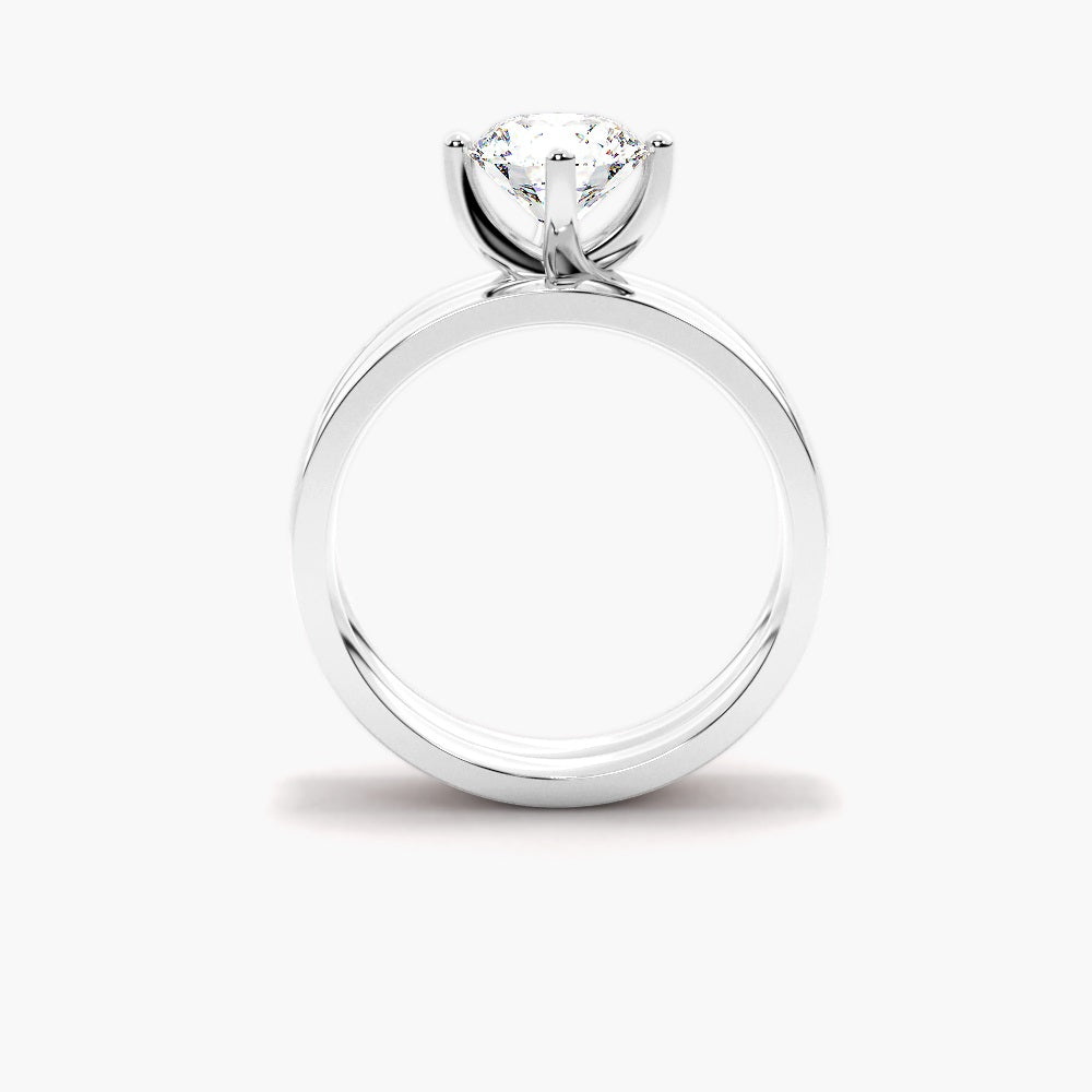 Colorless Moissanite Round Cut Solitaire Bridal Ring Set