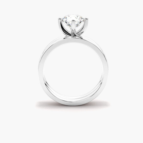 Colorless Moissanite Round Cut Solitaire Bridal Ring Set