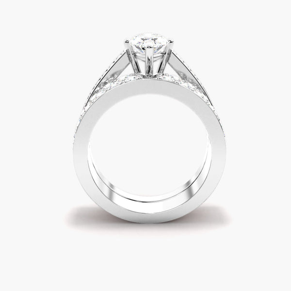 Marquise Cut Pave Set Moissanite Bridal Ring Set