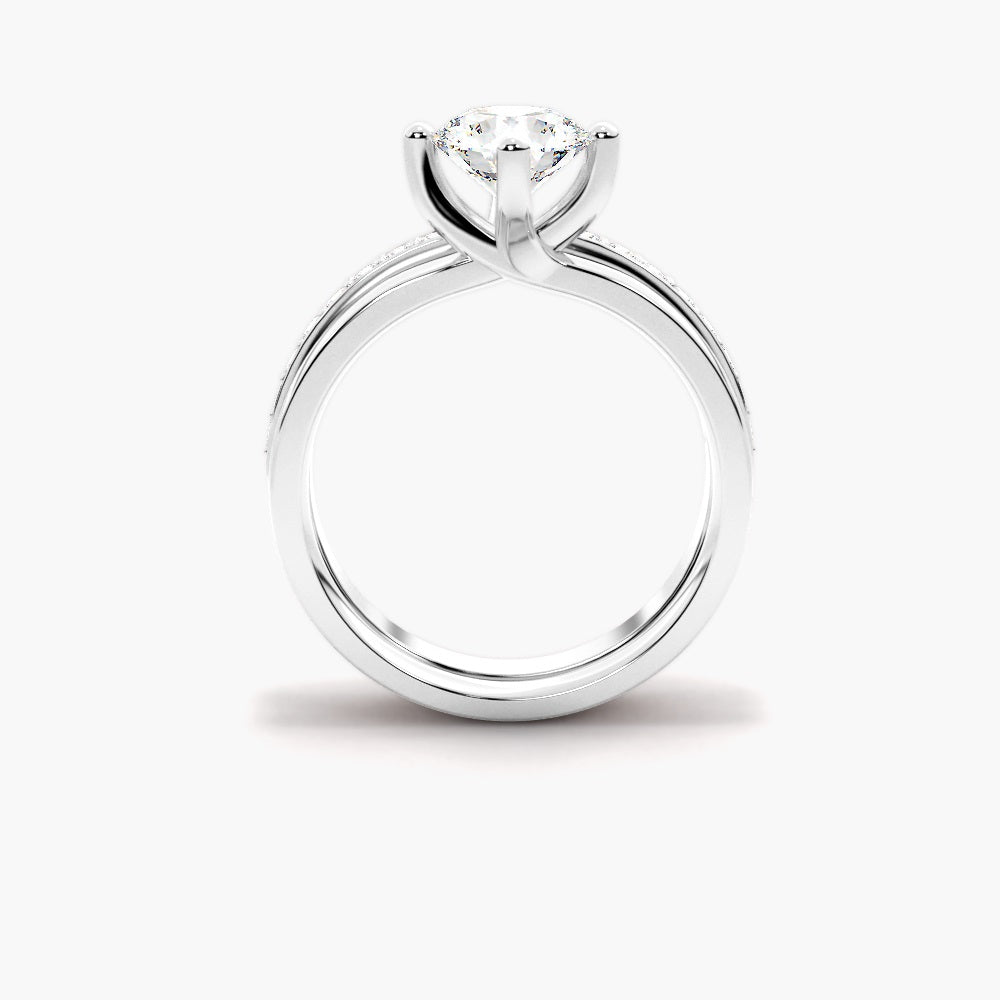 Round Cut Moissanite  Solitaire Bridal Ring Set
