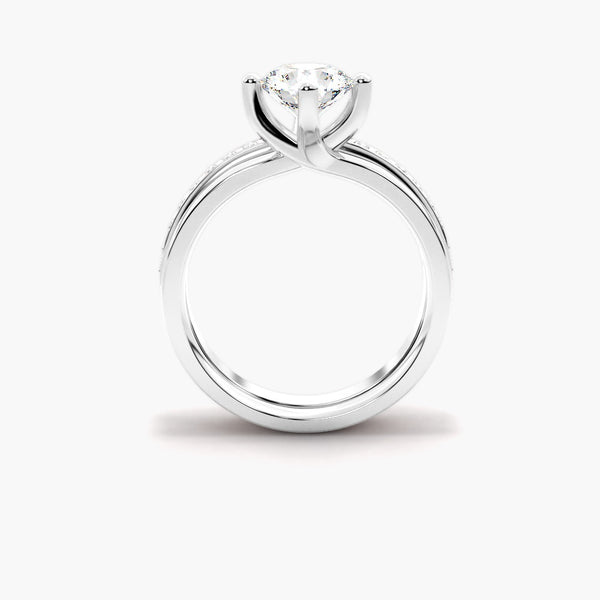 Round Cut Moissanite  Solitaire Bridal Ring Set