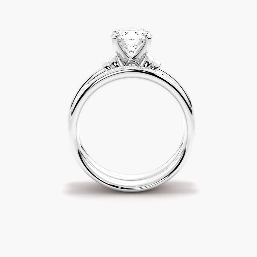 VVS1 Moissanite Round Cut Solitaire Ring Set For Bridal