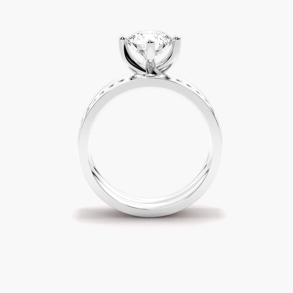 Moissanite Round Brilliant Cut Solitaire Wedding Ring Set