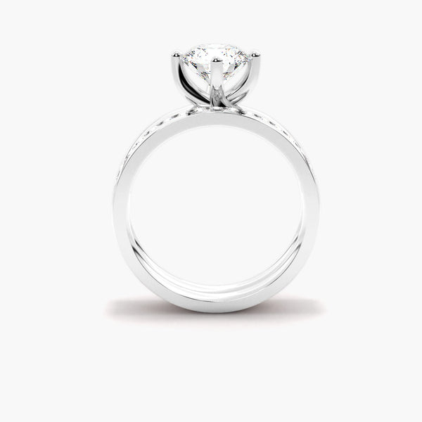 Moissanite Round Brilliant Cut Solitaire Wedding Ring Set