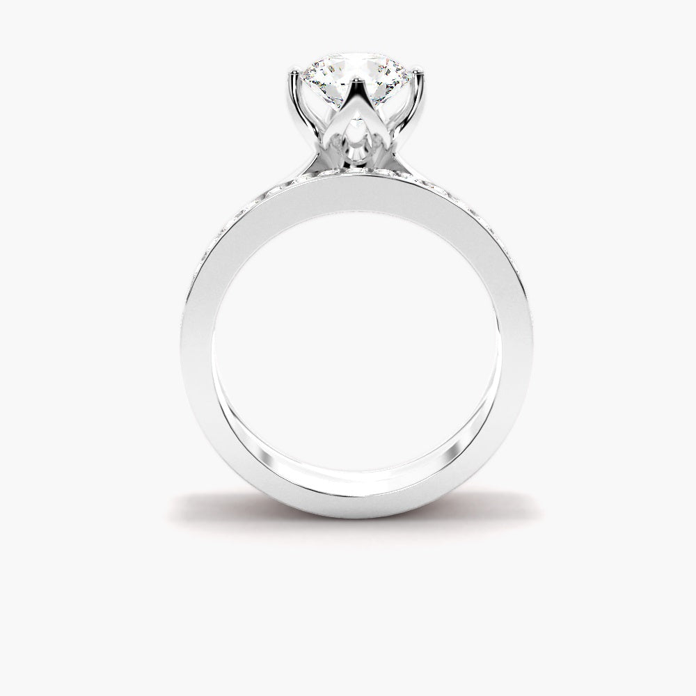 VVS1 Moissanite Round Cut Solitaire Bridal Ring Set