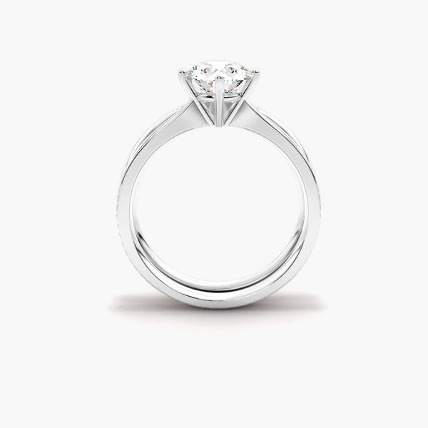 Round Cut Moissanite Solitaire Bridal Ring Set