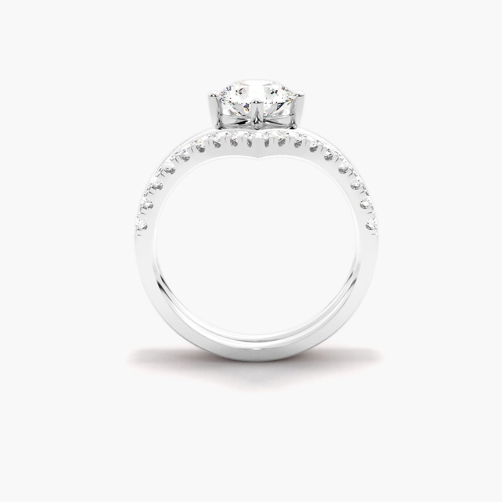 Round Cut Moissanite Solitaire Ring Set For Anniversary Gift