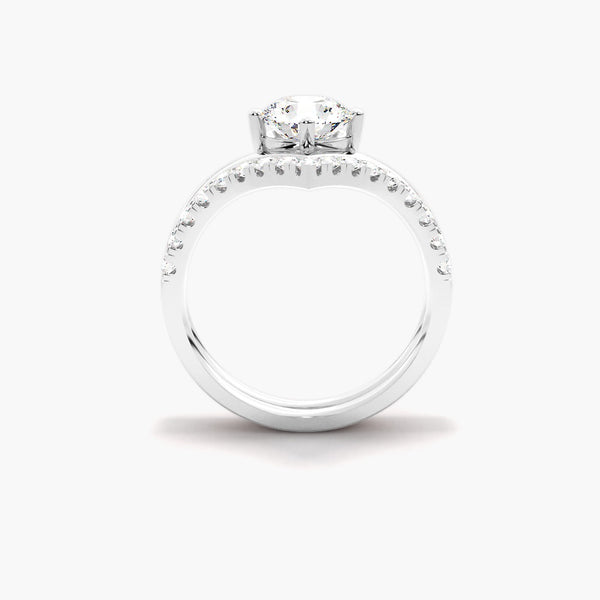 Round Cut Moissanite Solitaire Ring Set For Anniversary Gift