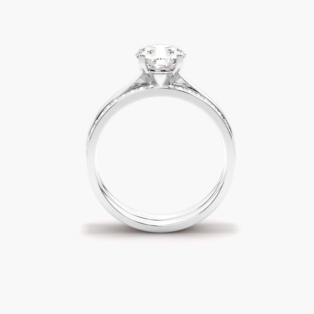 Round Brilliant Cut Moissanite Solitaire Ring Set For Bridal