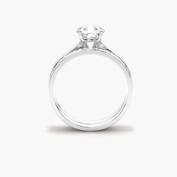 Round Brilliant Cut Moissanite Solitaire Ring Set For Bridal