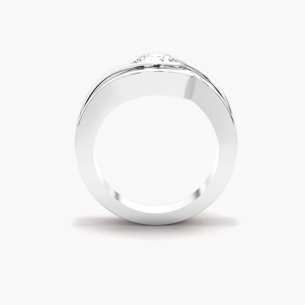 Round Cut Buypass Style Moissanite Bridal Ring Set