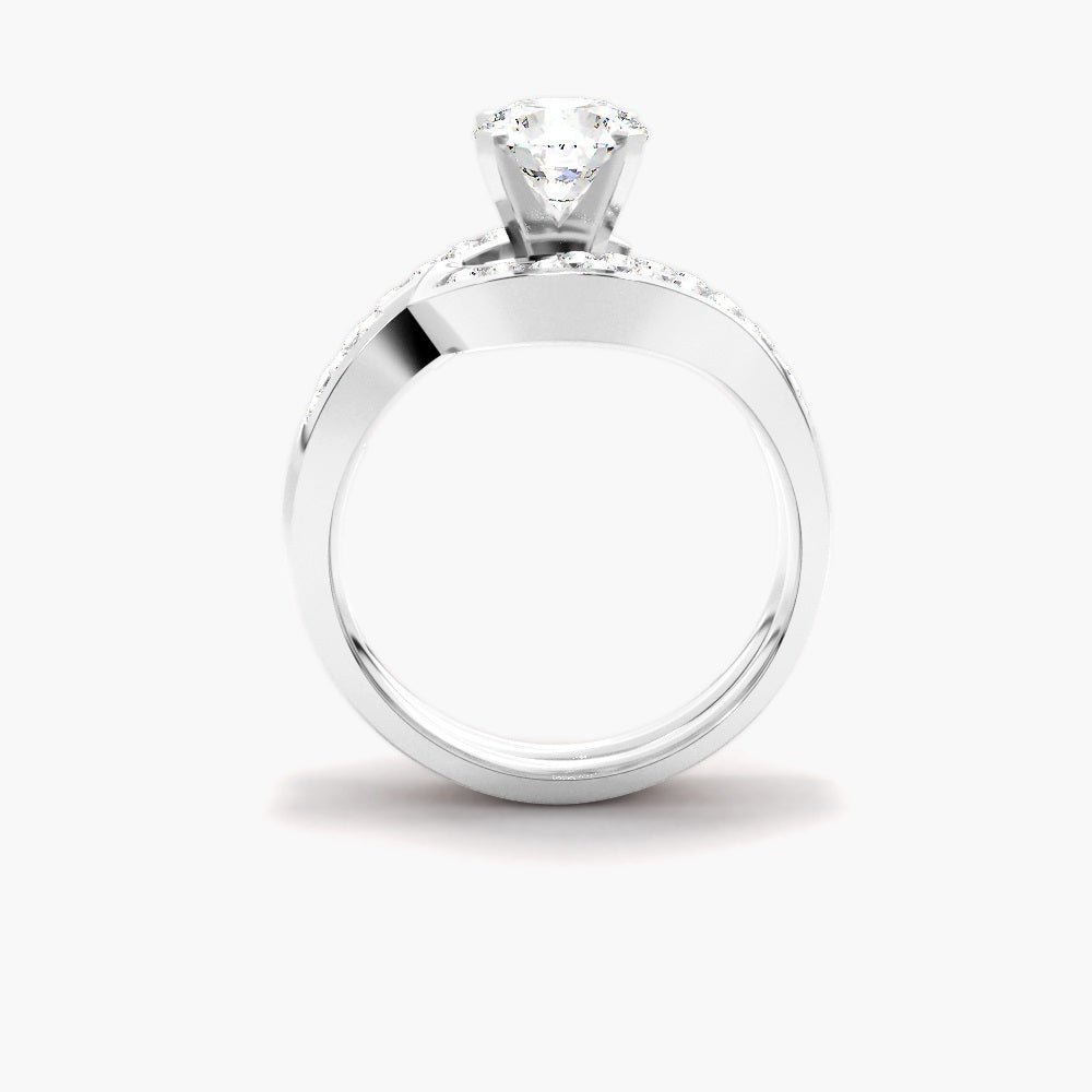 VVS1 Moissanite Round Cut Buypass Style Wedding Ring Set