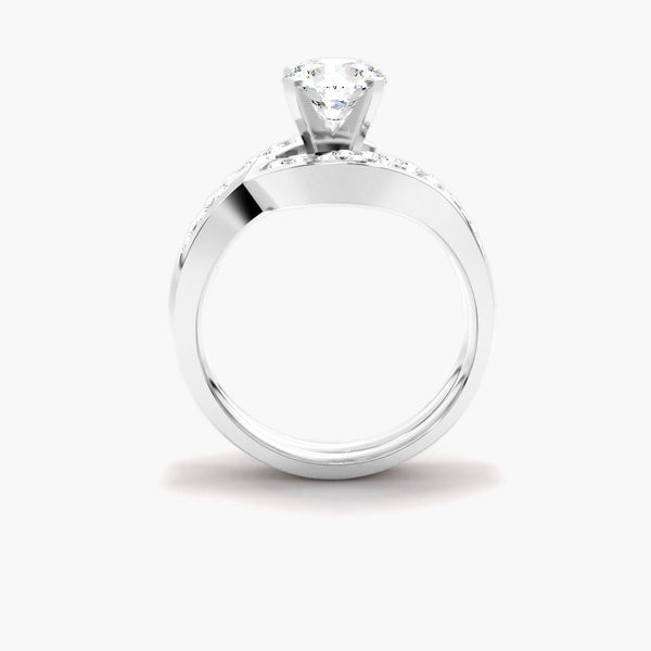 VVS1 Moissanite Round Cut Buypass Style Wedding Ring Set