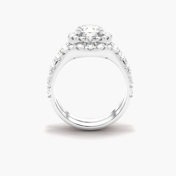 Moissanite Round Cut Halo Bridal Ring Set