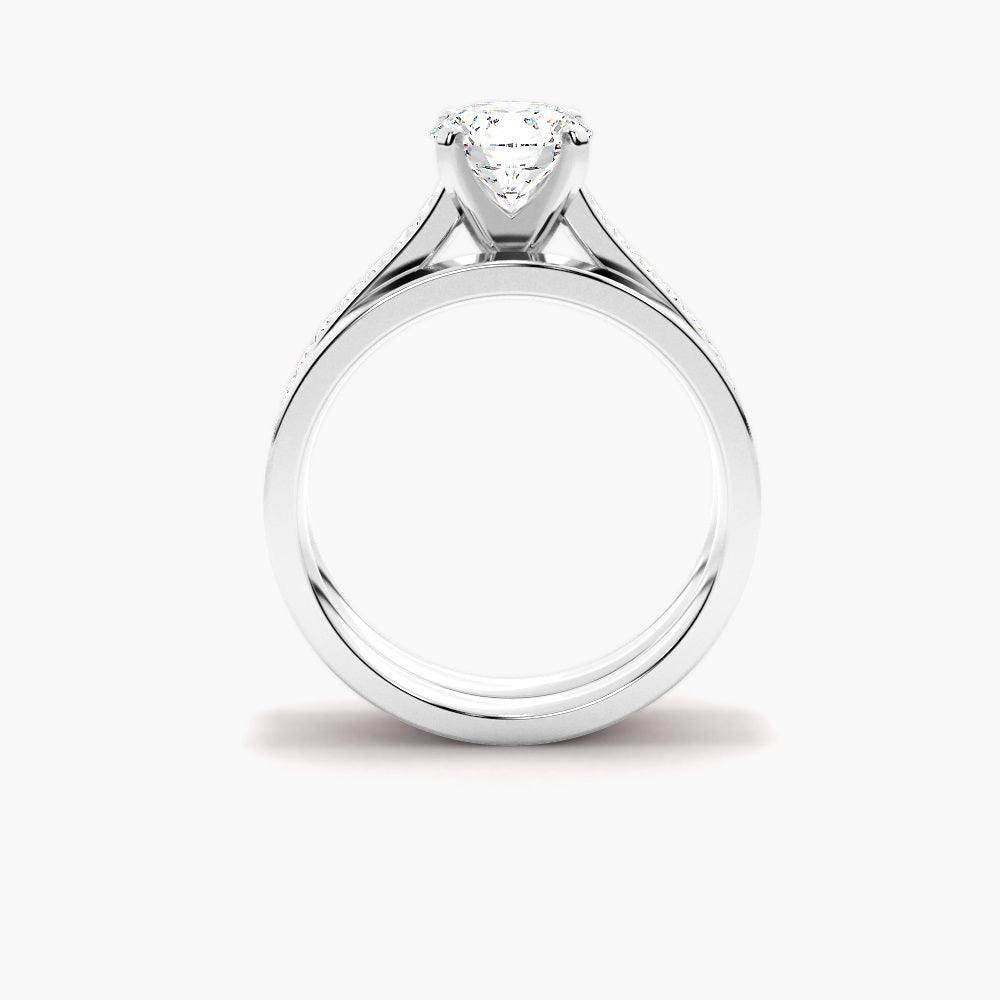 Moissanite Round Cut Channel Set Wedding Ring Set