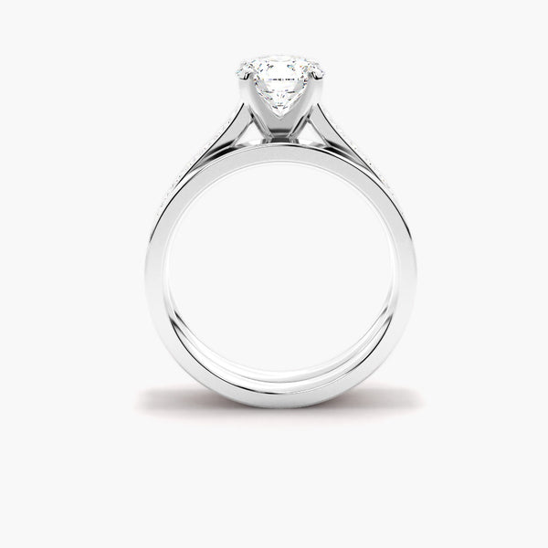 Moissanite Round Cut Channel Set Wedding Ring Set
