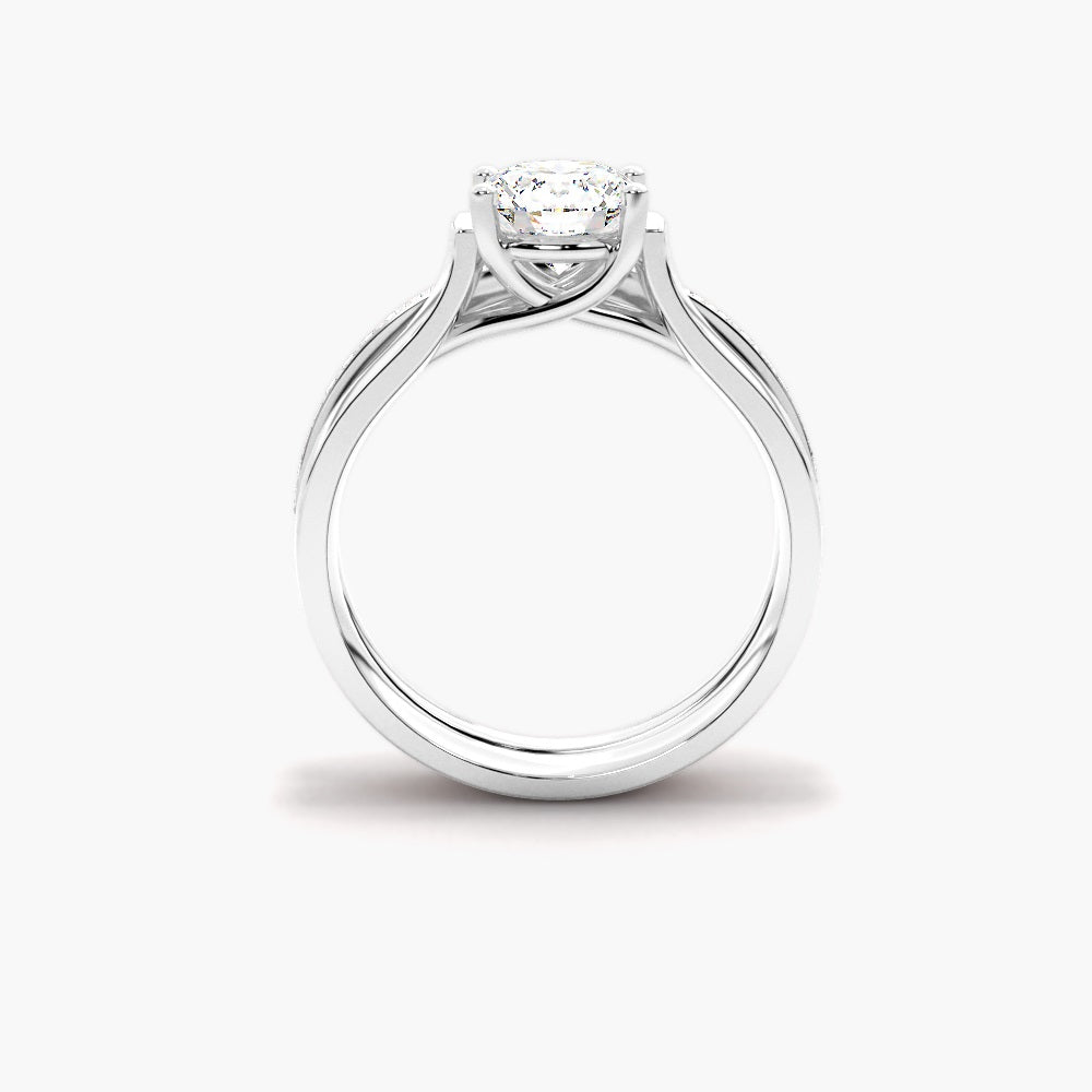 Round Brilliant Cut Moissanite Solitaire Bridal Ring Set