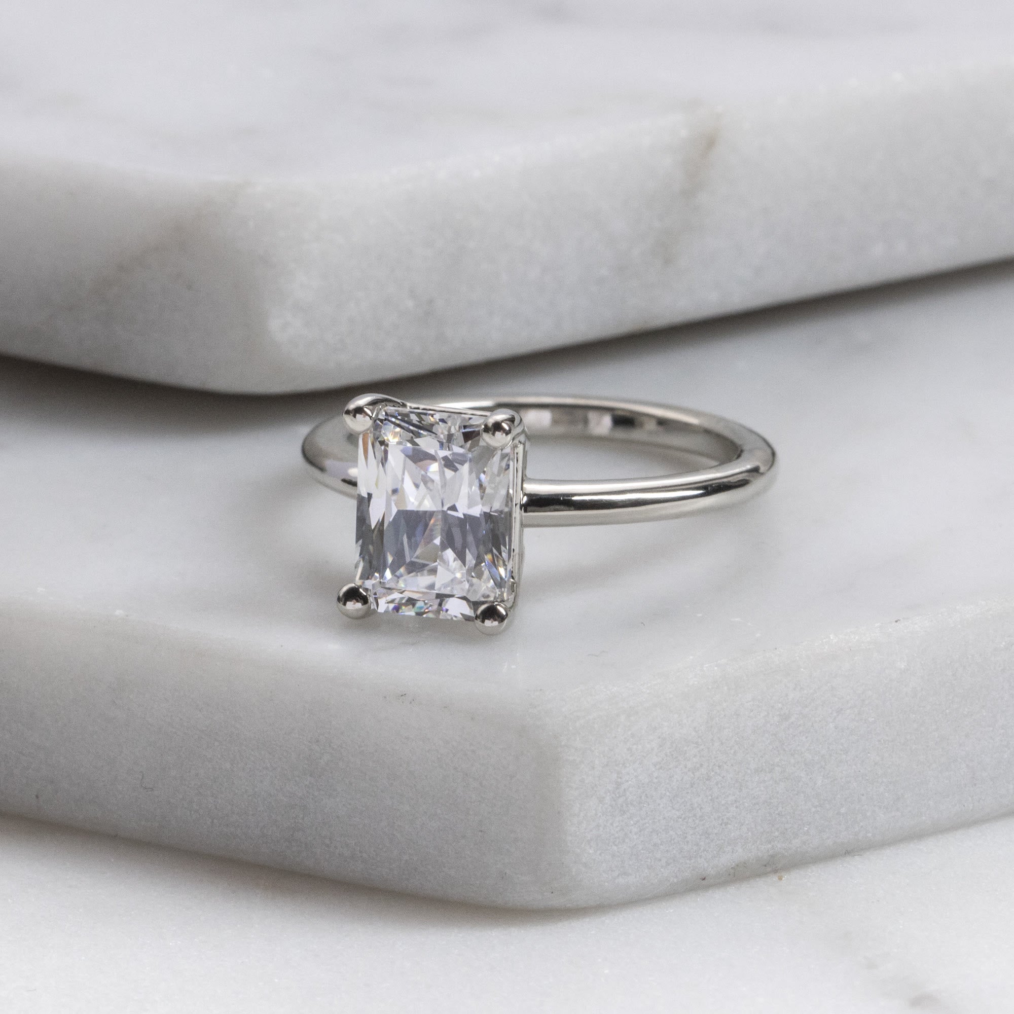 Basket Set Radiant Cut Solitaire Engagement Ring