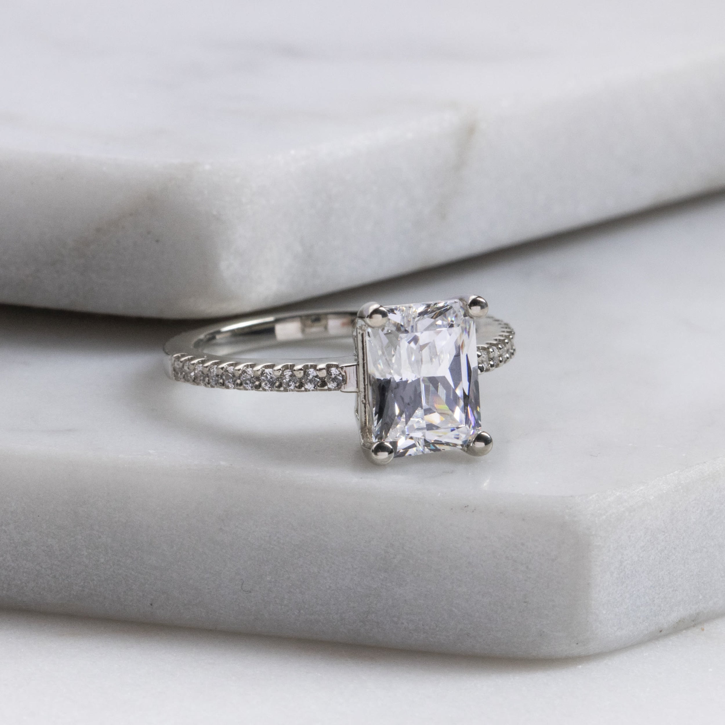 Radiant Cut Basket Set Moissanite Engagement Ring