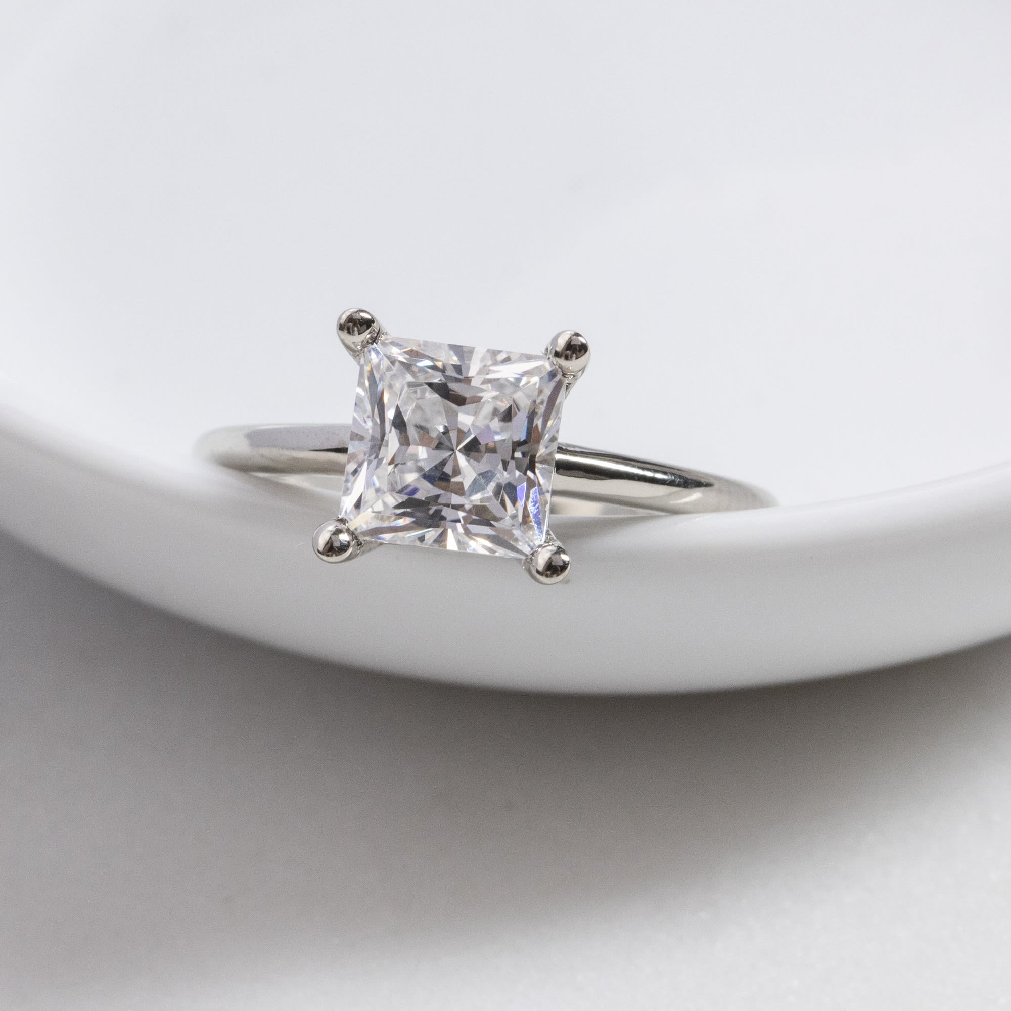 Princess Cut Basket Set Engagement Ring