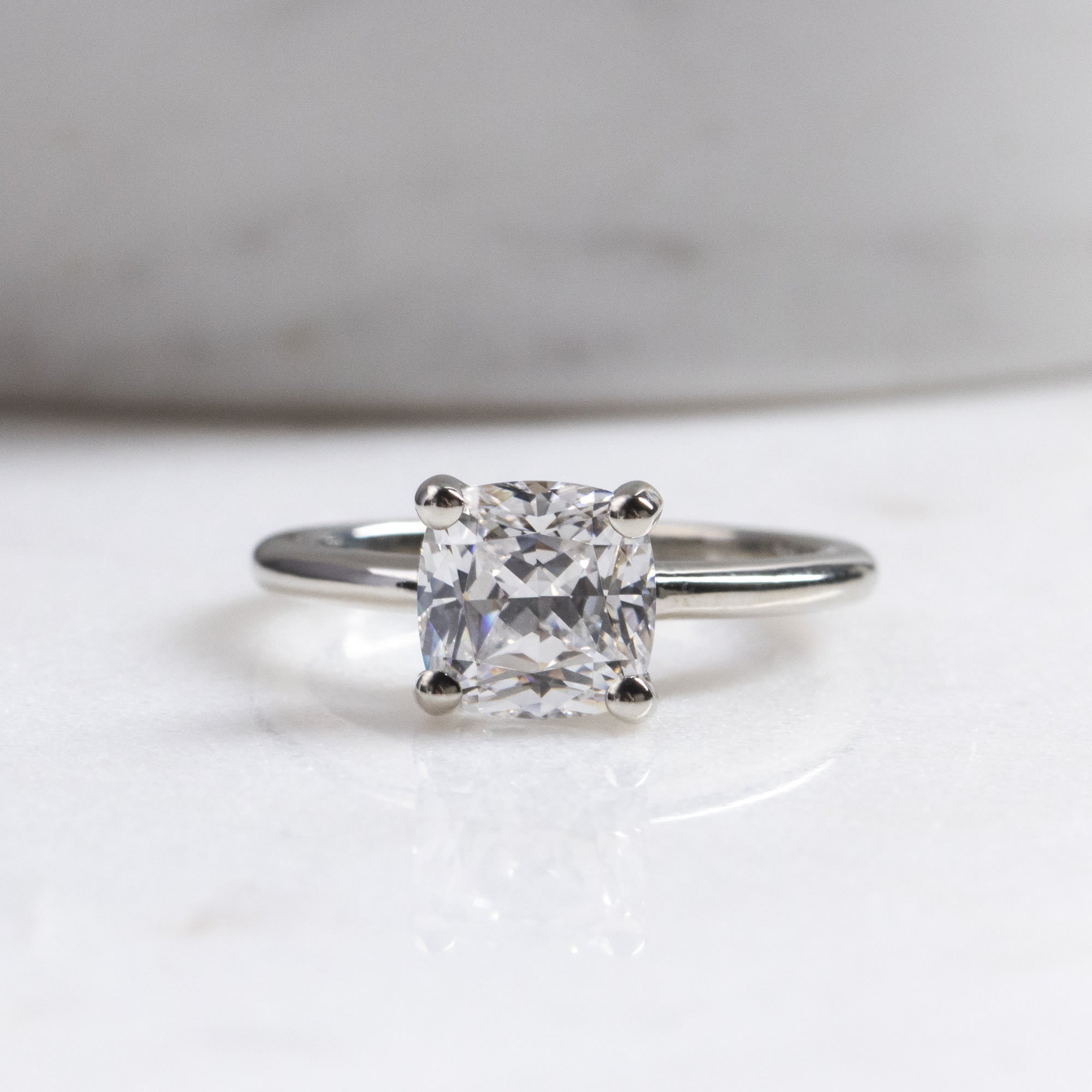 Cushion Cut Basket Set Solitaire Ring