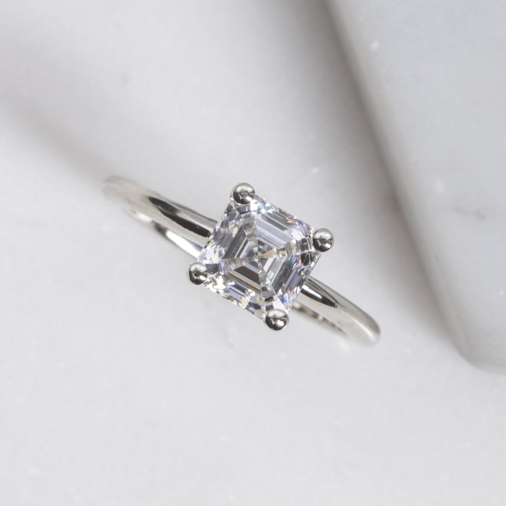 Moissanite Asscher Cut Basket Set Solitaire Engagement Ring