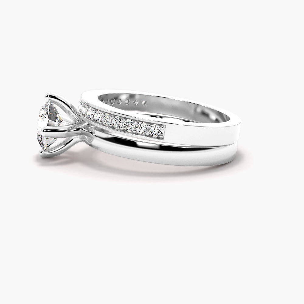 Round Cut Moissanite  Solitaire Bridal Ring Set