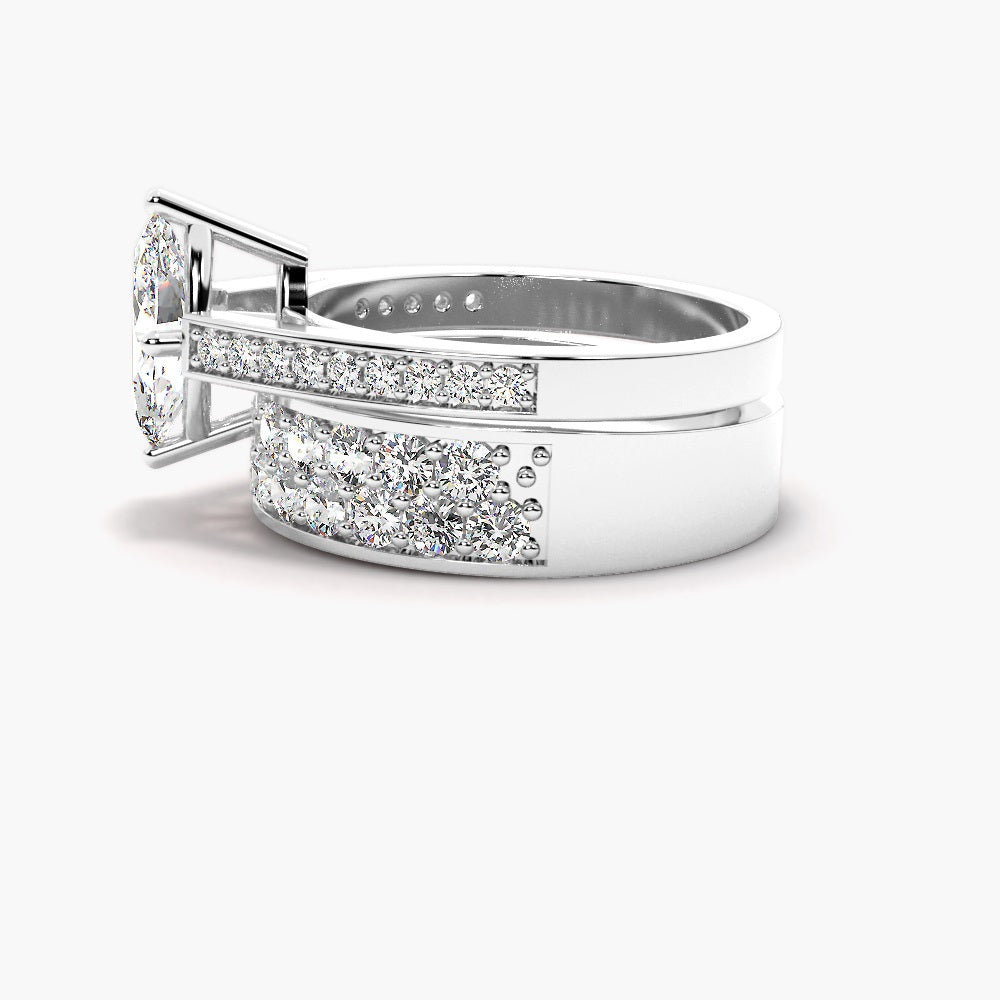 Marquise Cut Pave Set Moissanite Bridal Ring Set