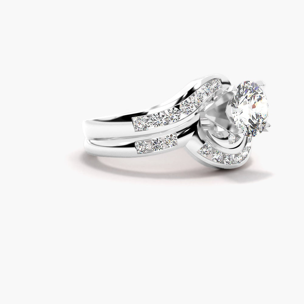 VVS1 Moissanite Round Cut Buypass Style Wedding Ring Set