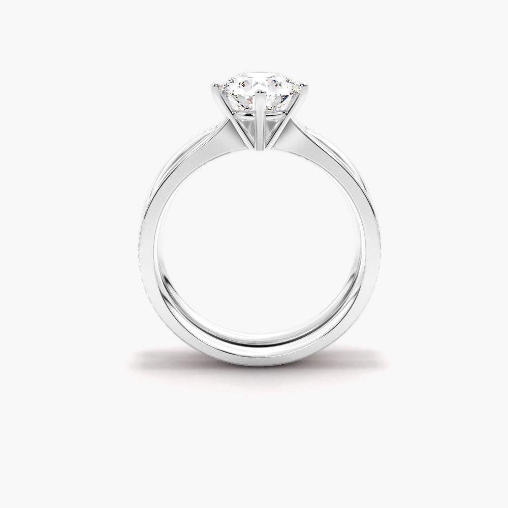 Round Cut Moissanite Solitaire Bridal Ring Set