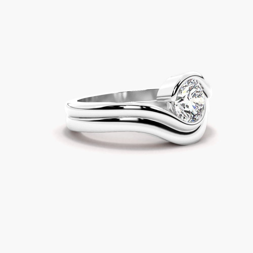 Round Cut Buypass Style Moissanite Bridal Ring Set