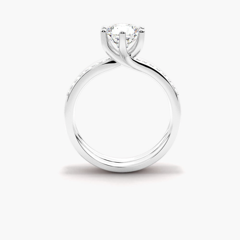 Moissanite Round Brilliant Cut Pave Set Wedding Ring Set