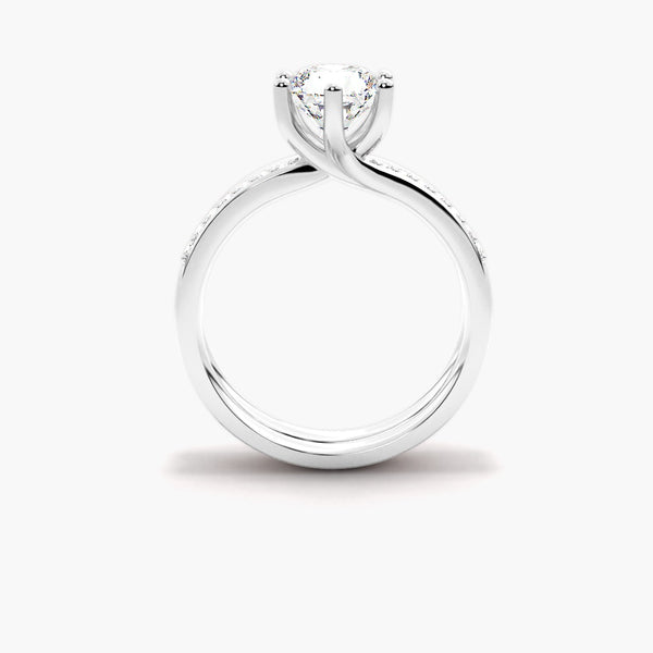 Moissanite Round Brilliant Cut Pave Set Wedding Ring Set