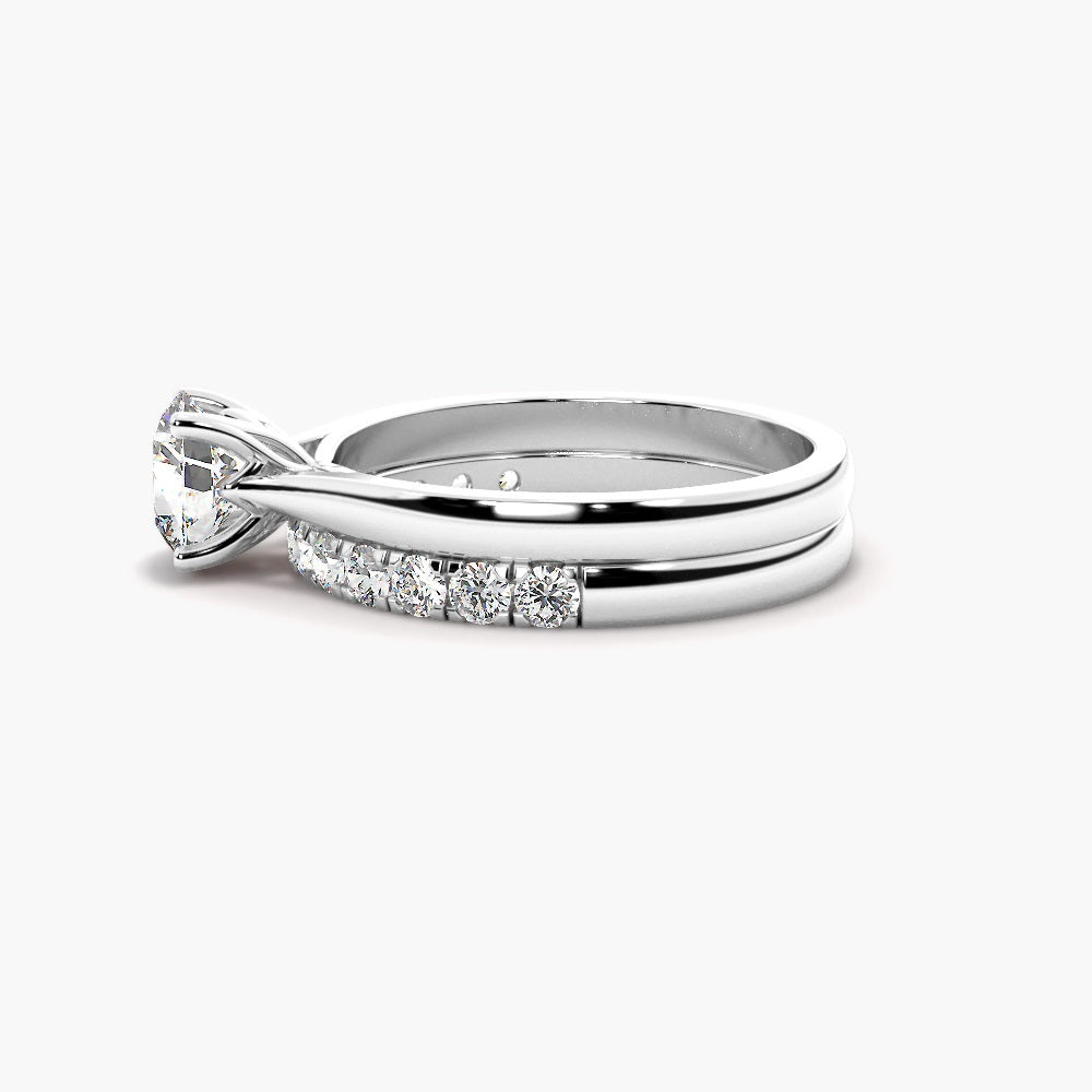 Colorless Moissanite Round Cut Solitaire Wedding ring Set For Women