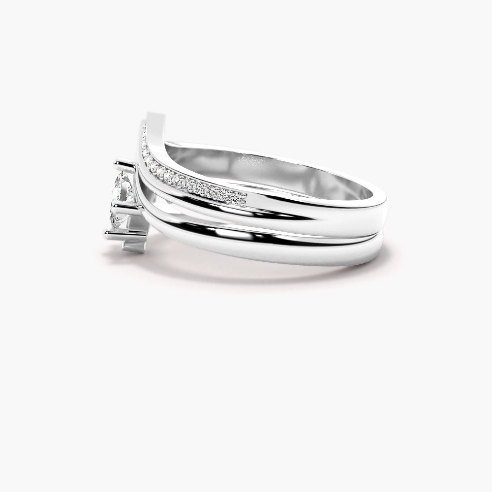 Princess Cut Moissanite Buypass Style Wedding Ring Set