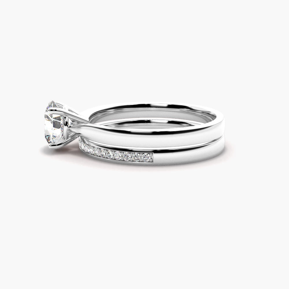 Round Brilliant Cut Moissanite Solitaire Ring Set For Bridal