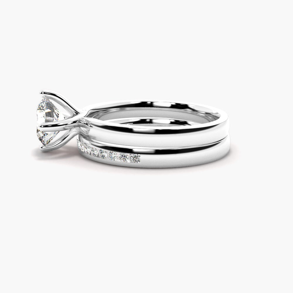Moissanite Round Brilliant Cut Solitaire Wedding Ring Set