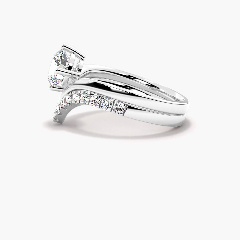 Round Cut Moissanite Solitaire Ring Set For Anniversary Gift