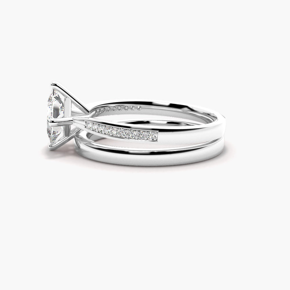 Princess Cut Pave Set Moissanite Ring Set For Anniversary Gift