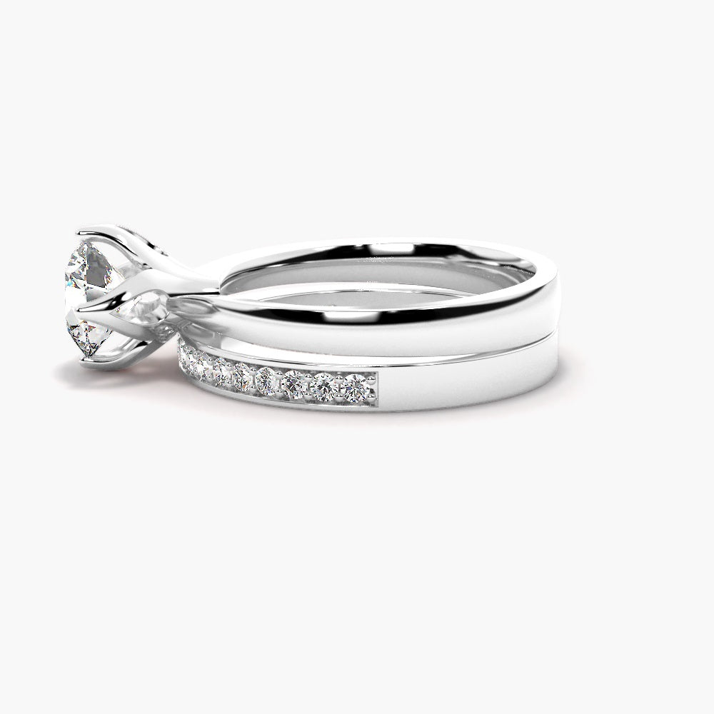 Round Cut Solitaire Moissanite Bridal Ring Set