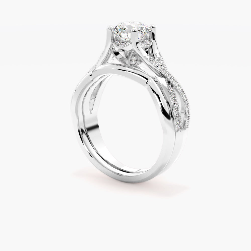 Moissanite Round Cut Twisted Style Ring Set For Women